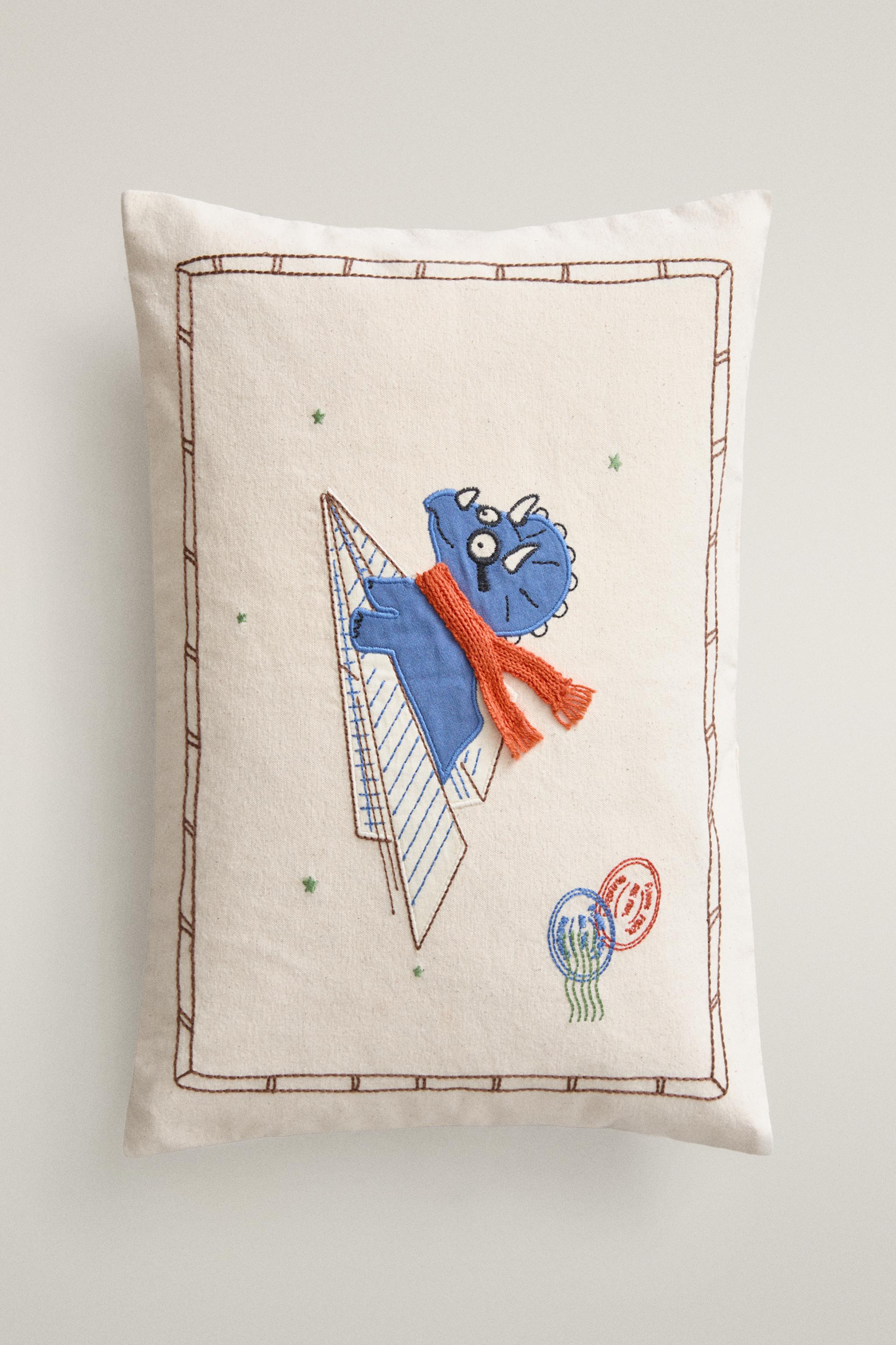 KIDS' DINOSAUR THROW PILLOW COVER